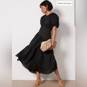 FRAME Gathered Seam Puff Sleeve Dress